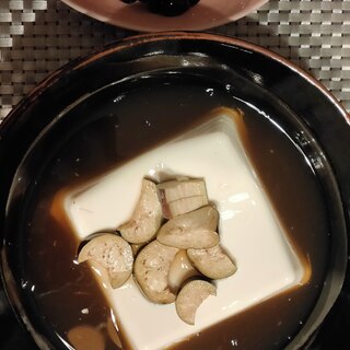 絹豆腐を茄子の漬物つゆで頂きます(•ө•)♡